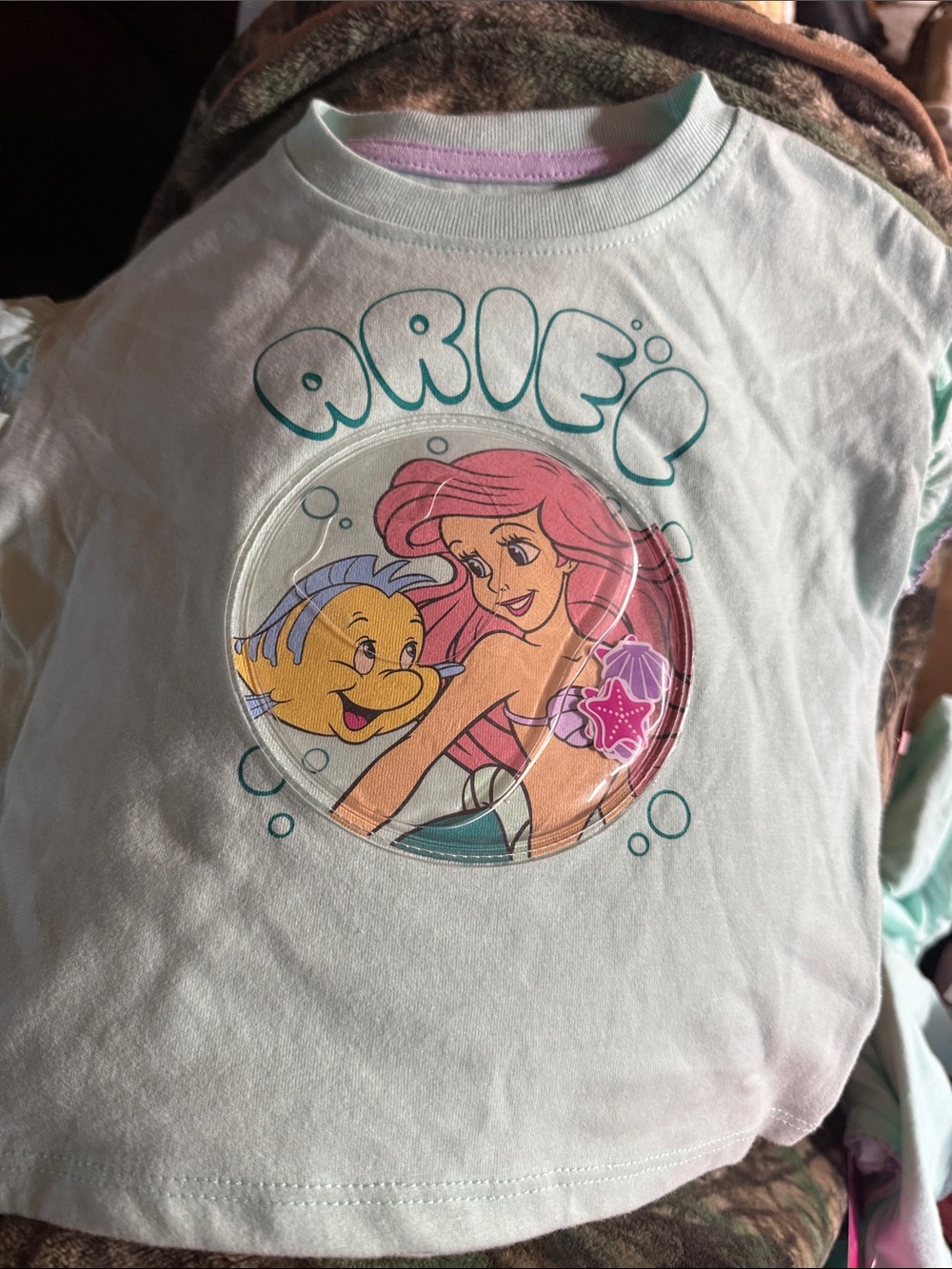 Disney Ariel Graphic Tee in Light Aqua with Pink Accents
